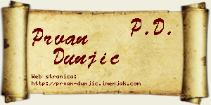 Prvan Dunjić vizit kartica